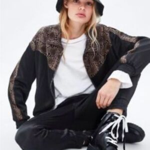 ZARA Bomber Jacket  Snake /Animal Print Lightweight Bloggers Fav New